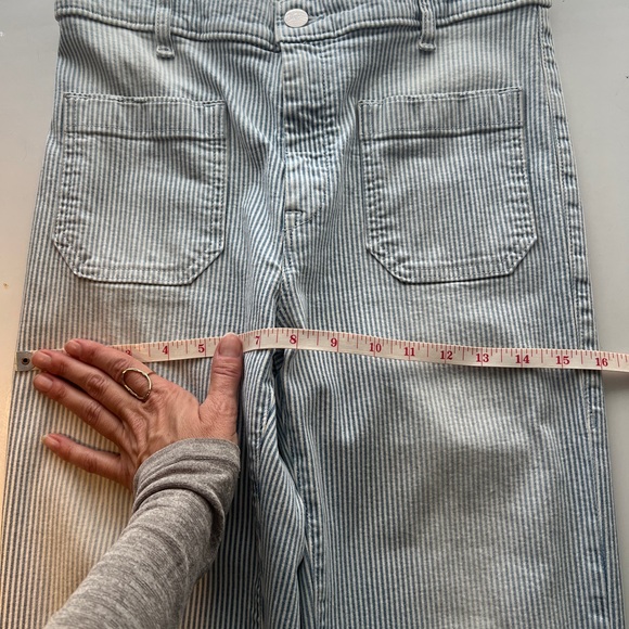 RARE Seafarer Circe High Waisted Blue Pinstripe Stretch Vintage Dungaree 27 - Picture 15 of 16